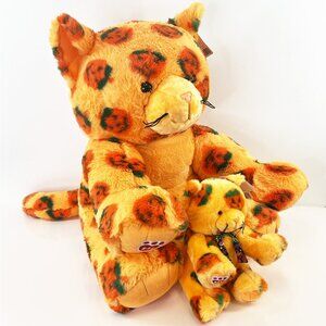 Build A Bear GIANT & Standard Pumpkin Kitty Orange Halloween Plush - (Set of 2)
